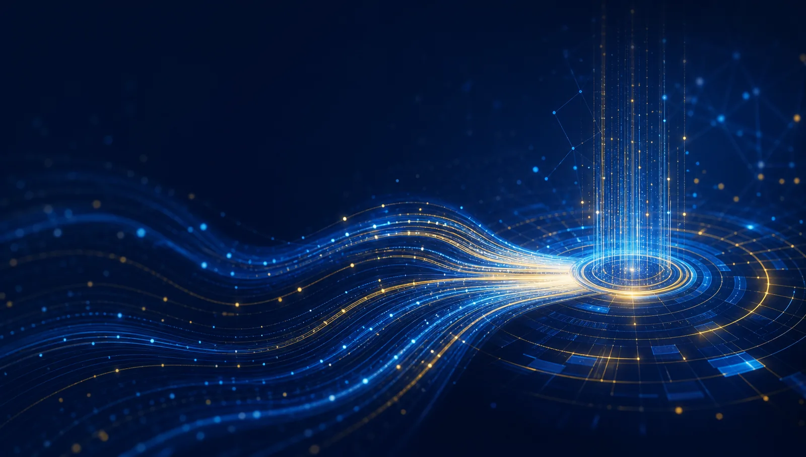 Governed data streams converging into an executive intelligence layer