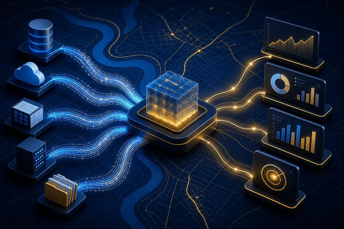 Power BI semantic model connecting business systems into trusted executive reporting