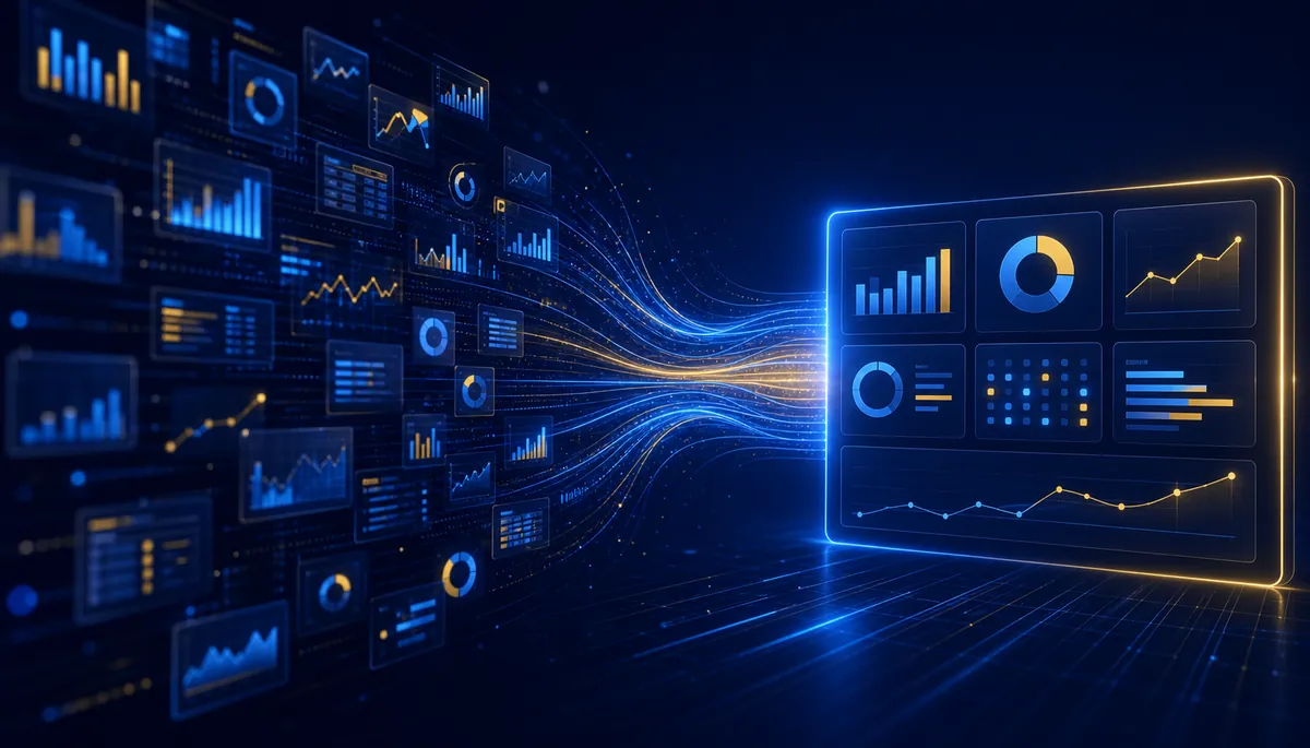 Scattered metrics converging into one aligned decision layer